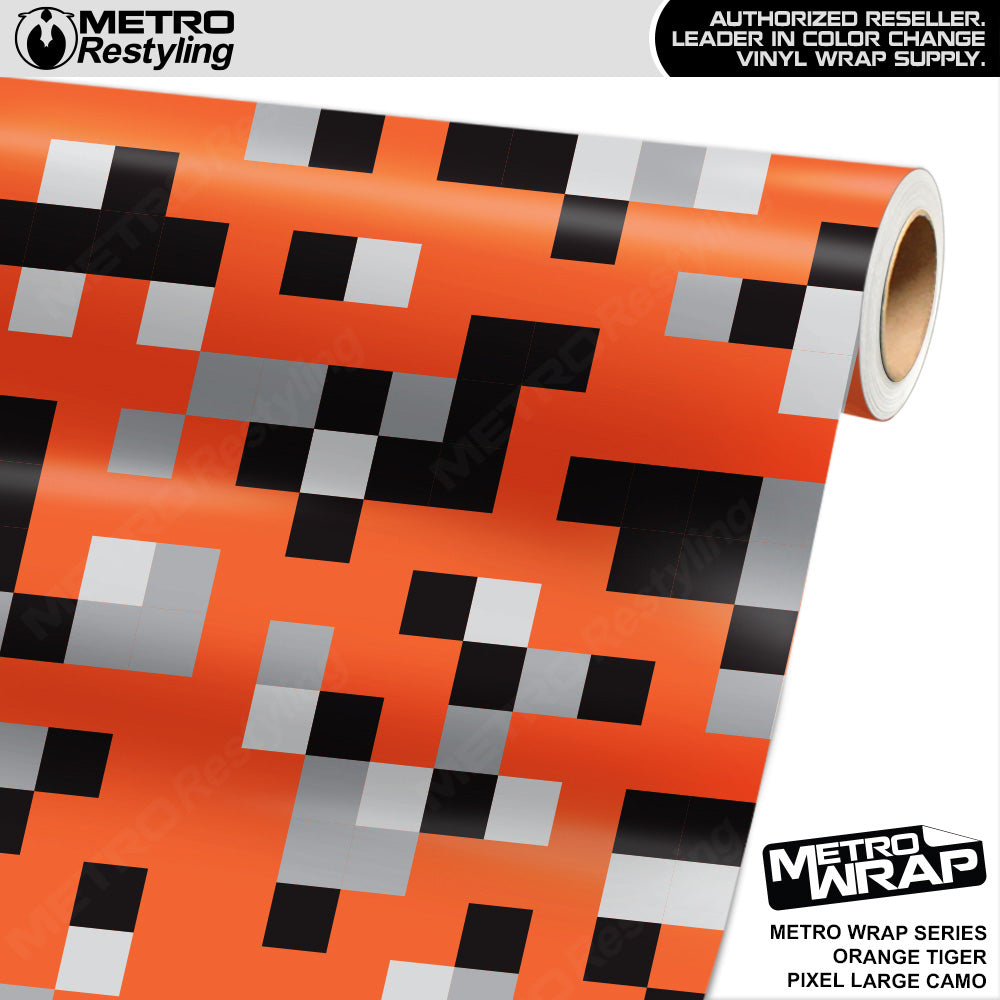 Metro Wrap Large Pixel Orange Tiger Camouflage Vinyl Film
