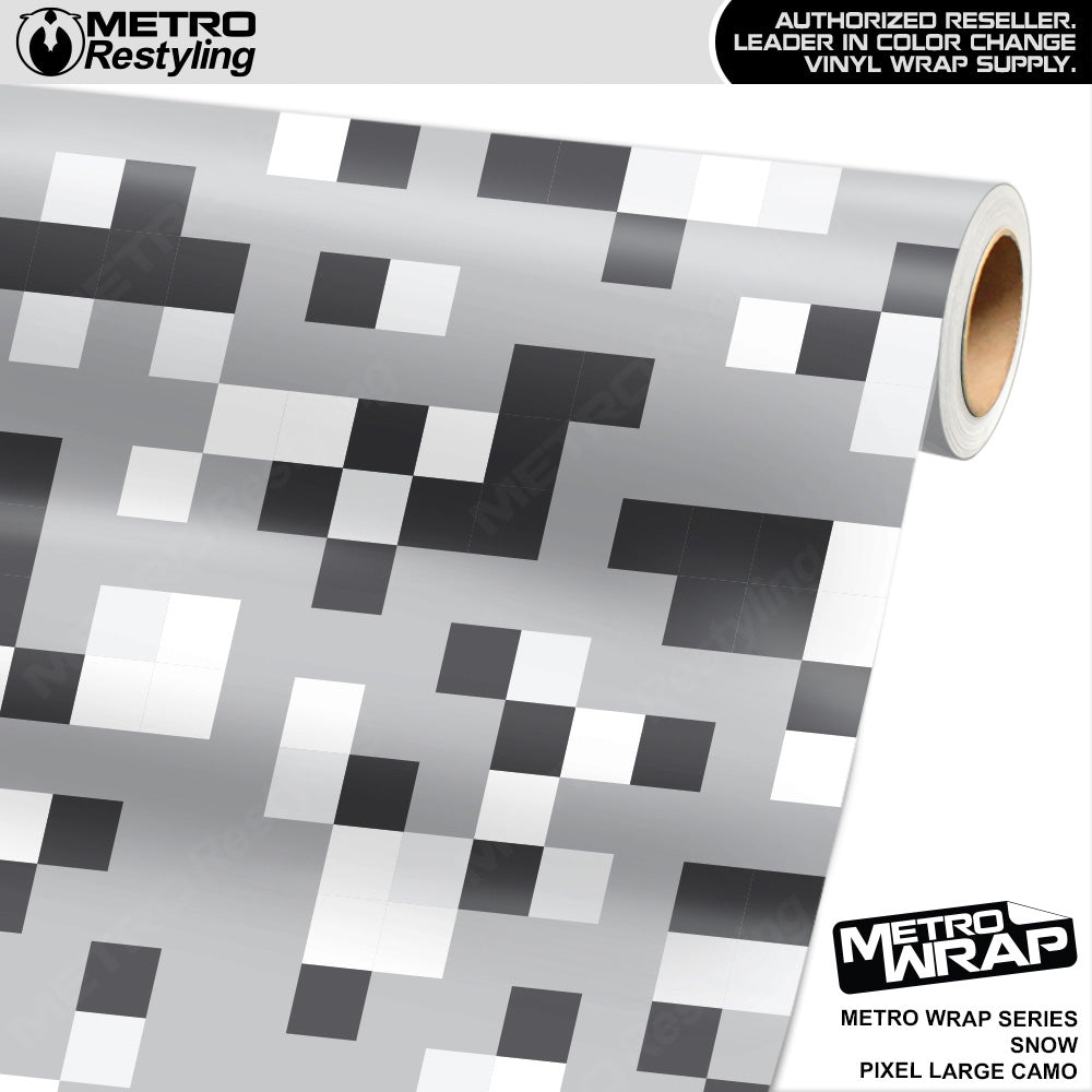 Metro Wrap Large Pixel Snow Camouflage Vinyl Film