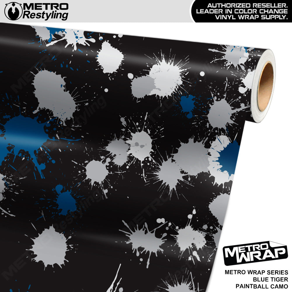 Metro Wrap Paintball Blue Tiger Camouflage Vinyl Film