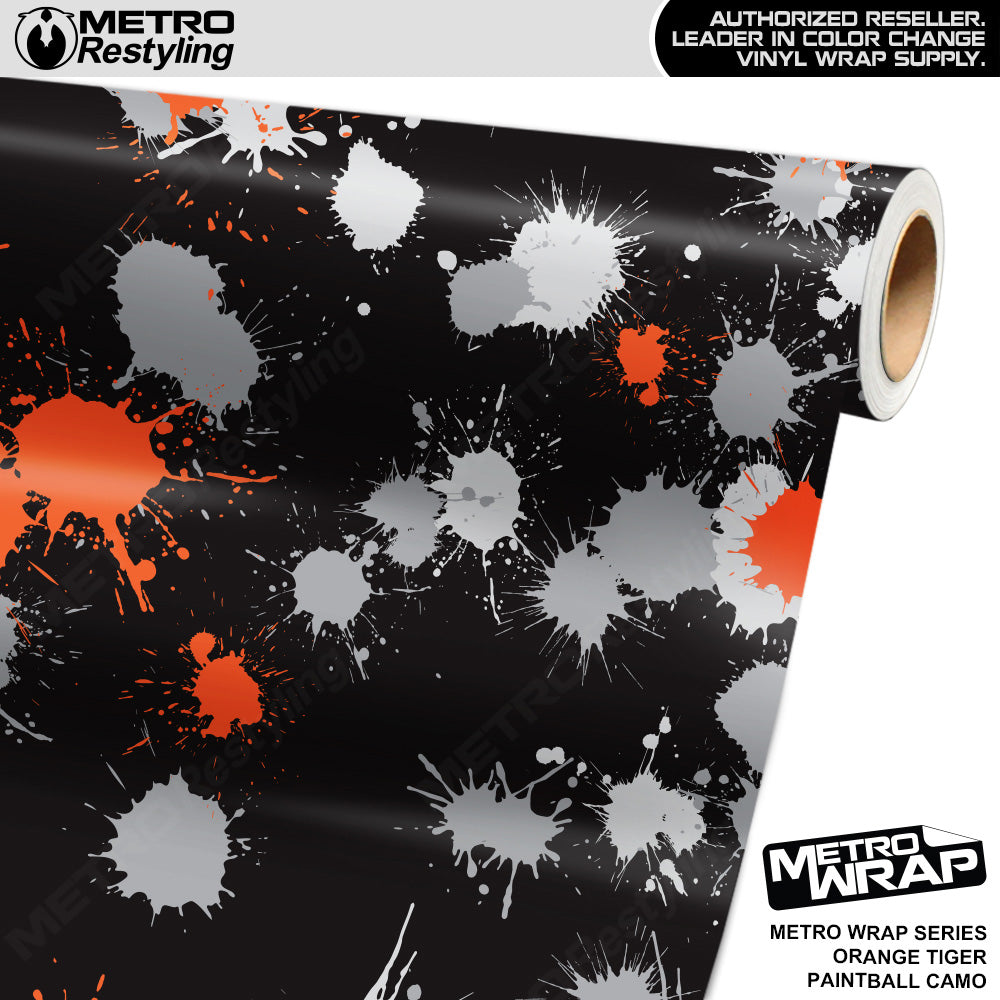Metro Wrap Paintball Orange Tiger Camouflage Vinyl Film