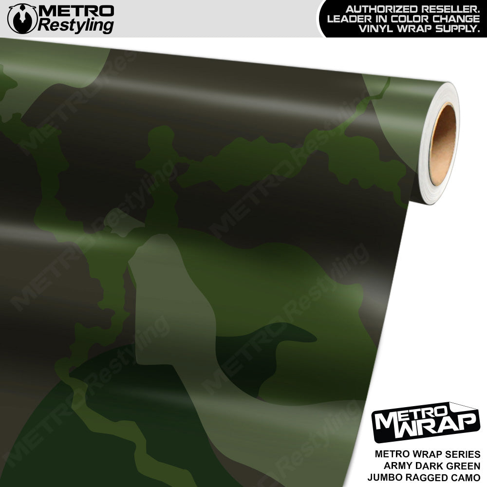 Metro Wrap Jumbo Ragged Army Dark Green Camouflage Vinyl Film