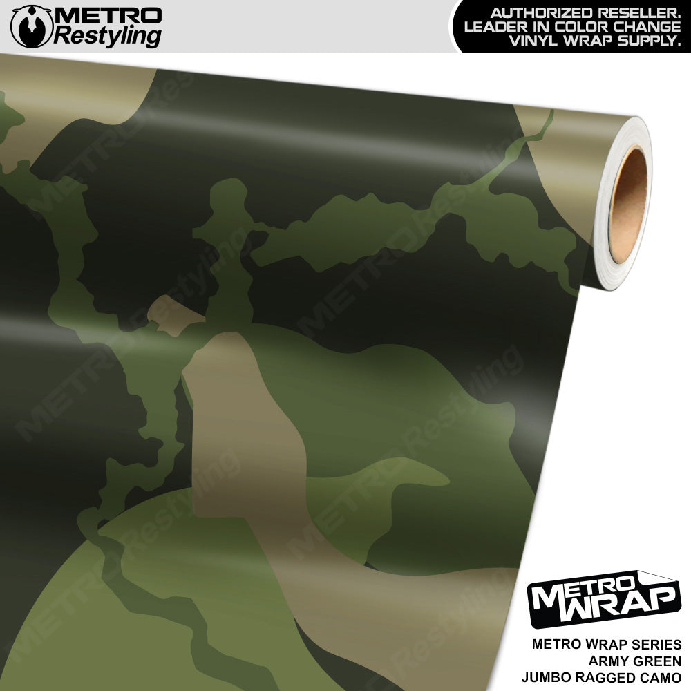 Metro Wrap Jumbo Ragged Army Green Camouflage Vinyl Film