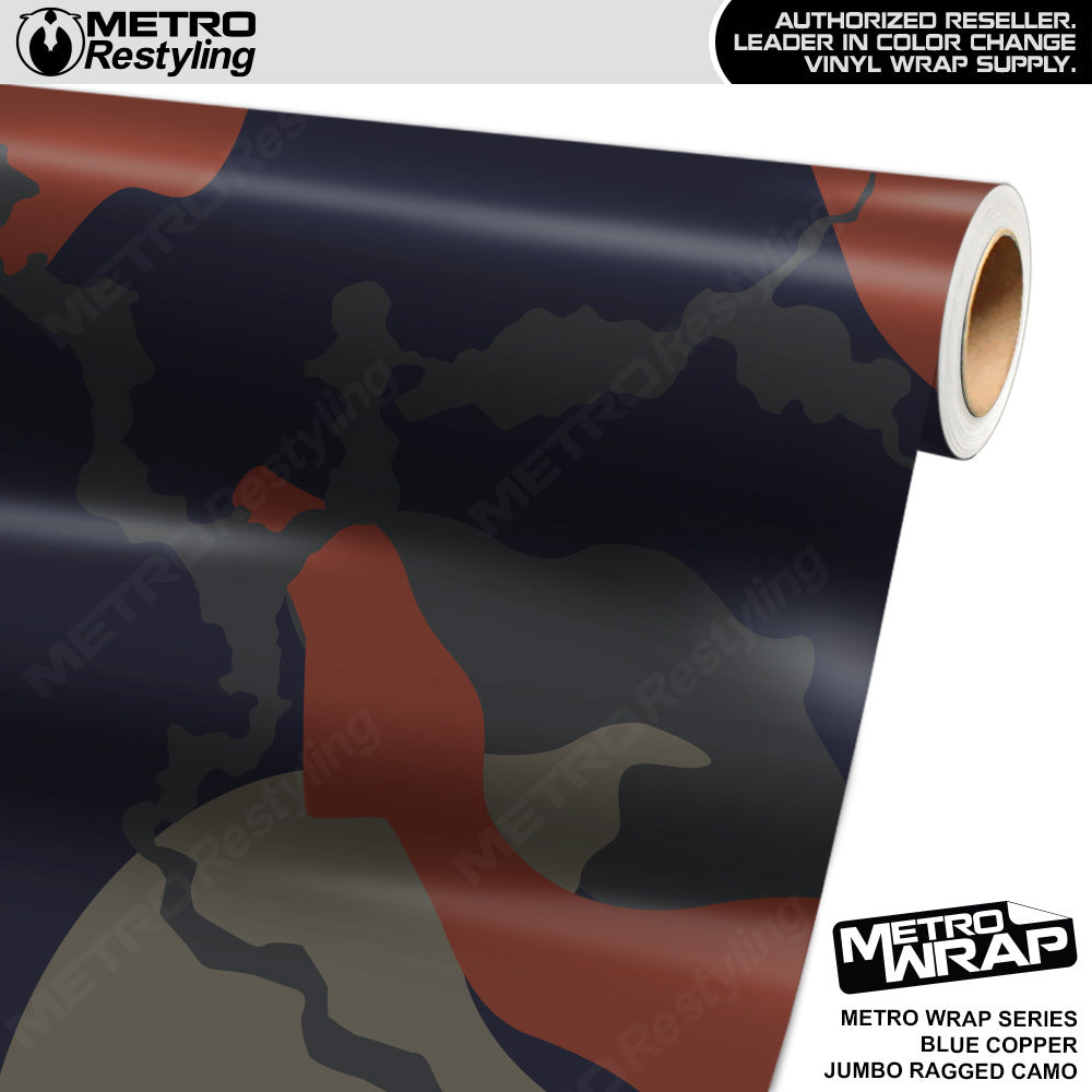 Metro Wrap Jumbo Ragged Blue Copper Camouflage Vinyl Film