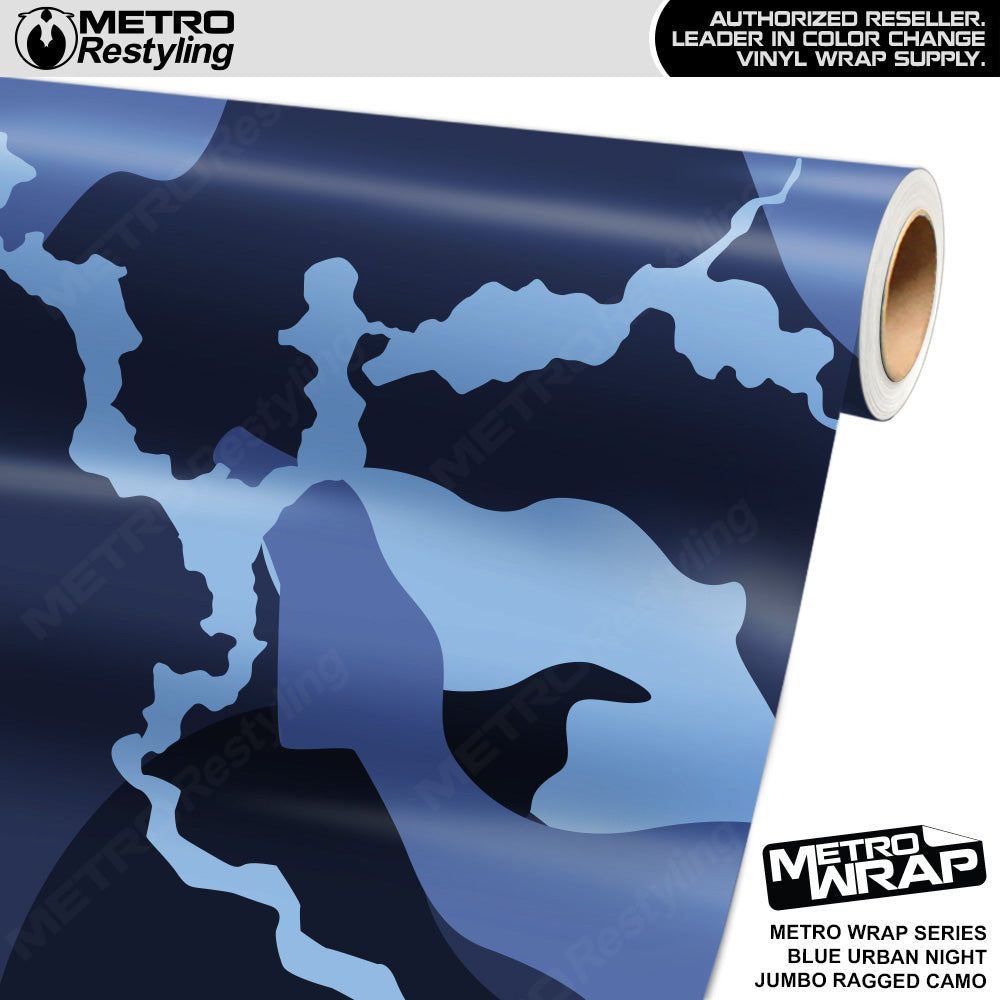 Metro Wrap Jumbo Ragged Blue Urban Night Camouflage Vinyl Film