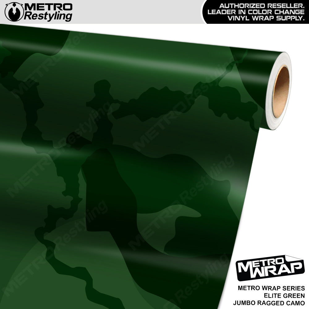 Metro Wrap Jumbo Ragged Elite Green Camouflage Vinyl Film