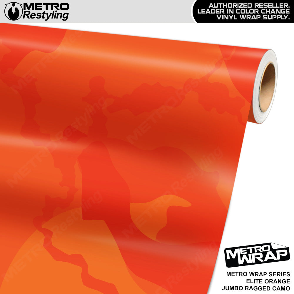 Metro Wrap Jumbo Ragged Elite Orange Camouflage Vinyl Film
