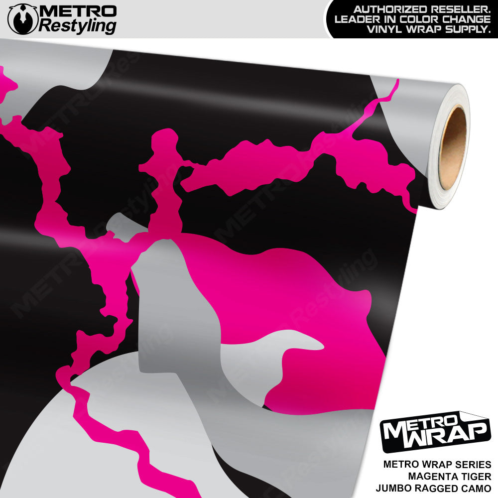 Metro Wrap Jumbo Ragged Magenta Tiger Camouflage Vinyl Film