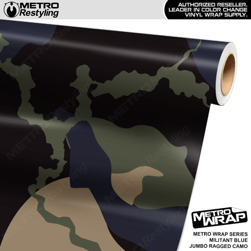 Metro Wrap Jumbo Ragged Militant Blue Camouflage Vinyl Film