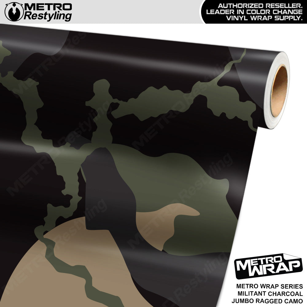 Metro Wrap Jumbo Ragged Militant Charcoal Camouflage Vinyl Film