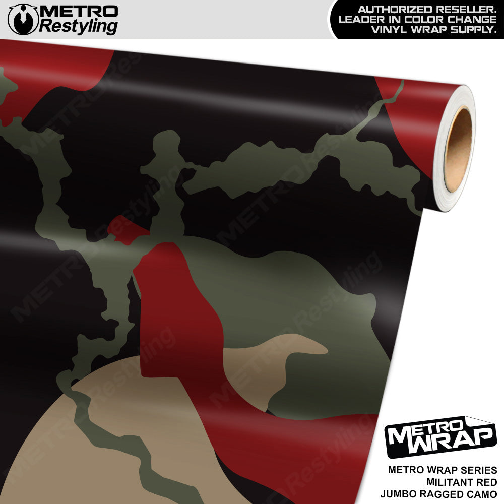 Metro Wrap Jumbo Ragged Militant Red Camouflage Vinyl Film