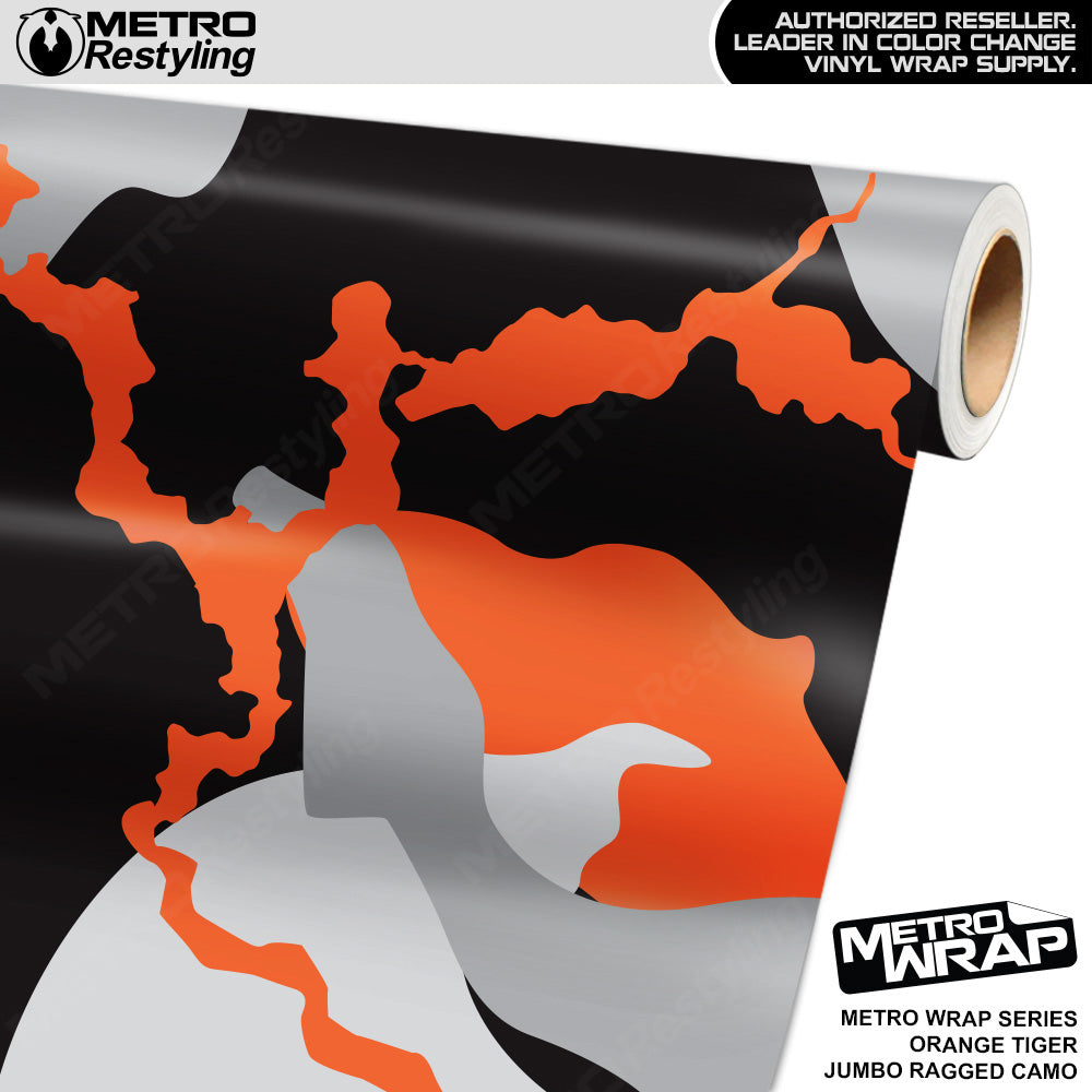 Metro Wrap Jumbo Ragged Orange Tiger Camouflage Vinyl Film