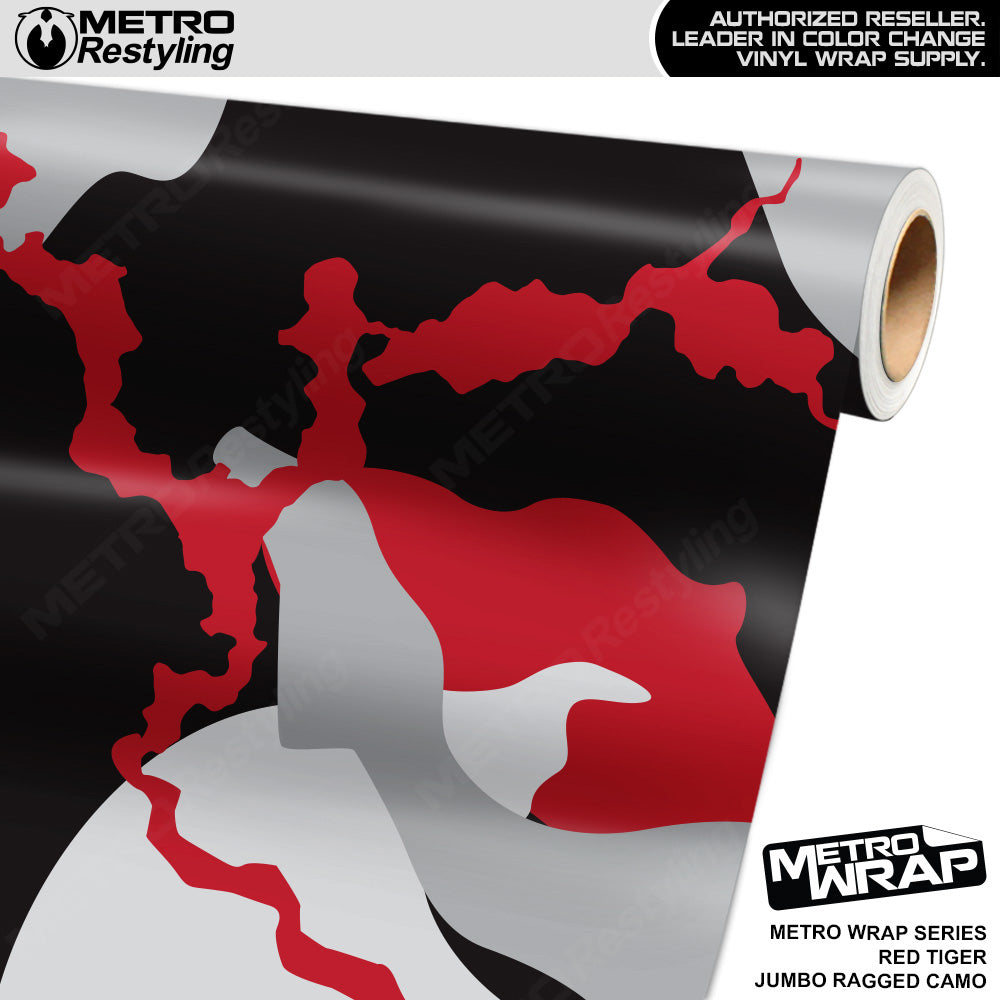 Metro Wrap Jumbo Ragged Red Tiger Camouflage Vinyl Film