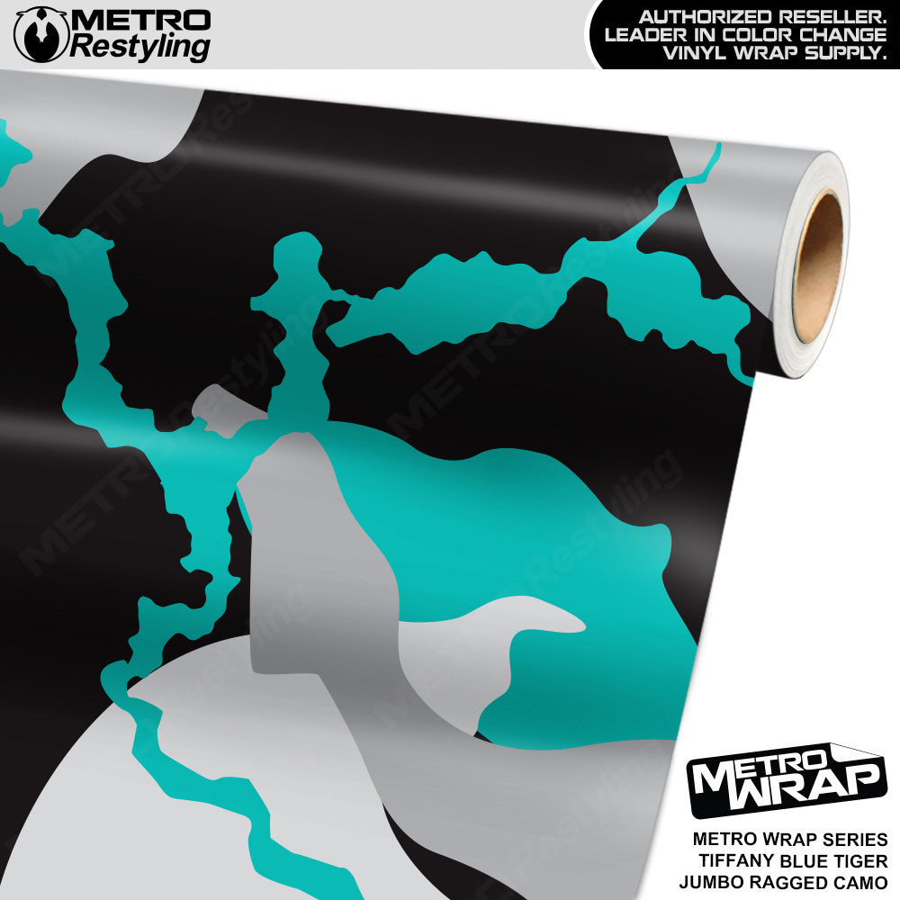 Metro Wrap Jumbo Ragged Tiffany Blue Tiger Camouflage Vinyl Film