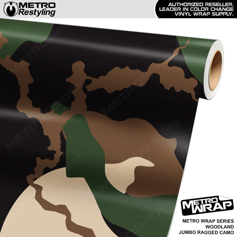 Metro Wrap Jumbo Ragged Woodland Camouflage Vinyl Film