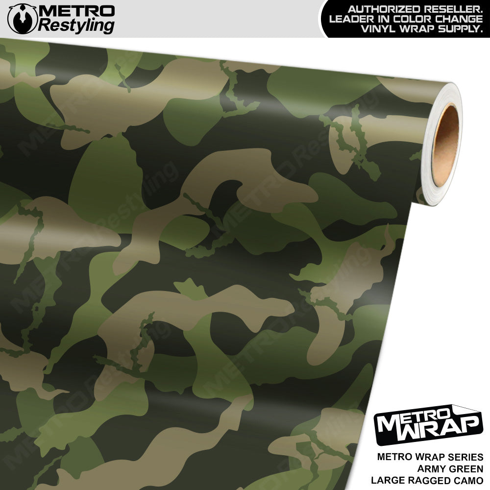 Metro Wrap Large Ragged Army Green Camouflage Vinyl Film