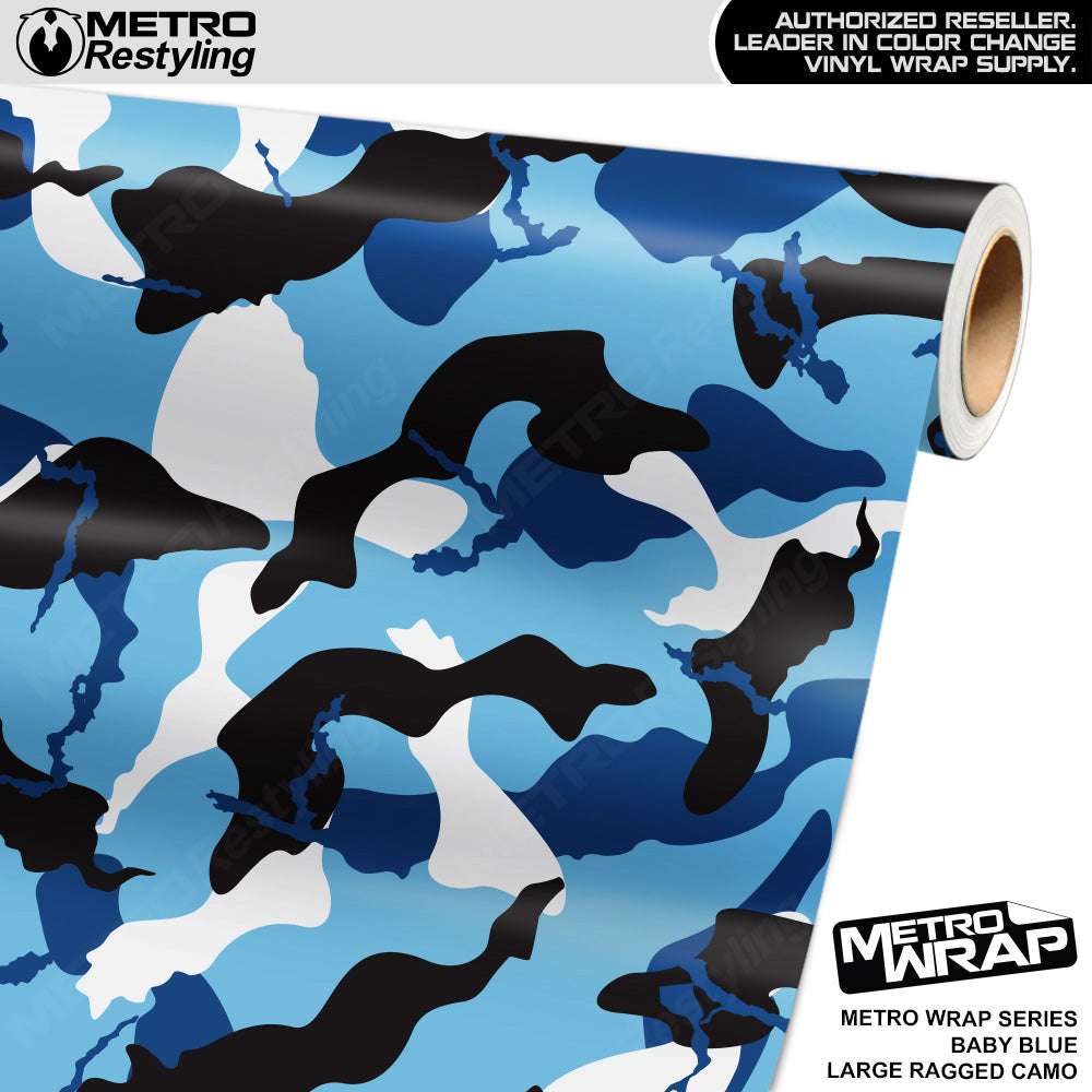 Metro Wrap Large Ragged Baby Blue Camouflage Vinyl Film