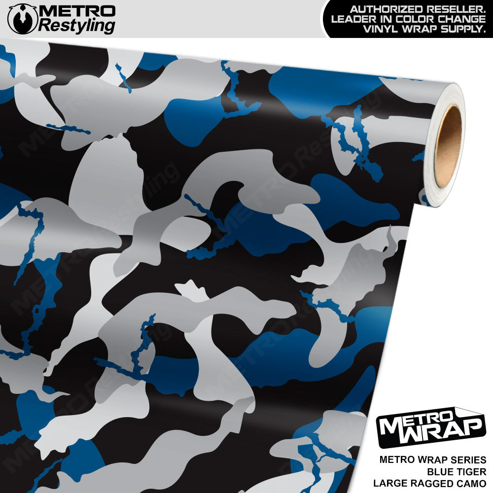 Metro Wrap Large Ragged Blue Tiger Camouflage Vinyl Film