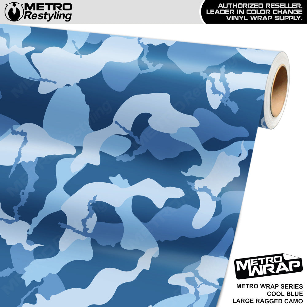 Metro Wrap Large Ragged Cool Blue Camouflage Vinyl Film