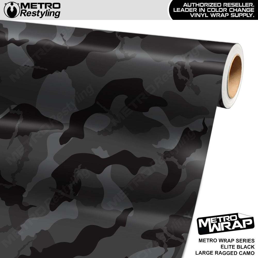 Metro Wrap Large Ragged Elite Black Camouflage Vinyl Film