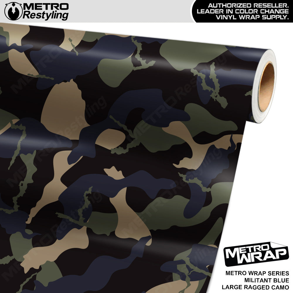 Metro Wrap Large Ragged Militant Blue Camouflage Vinyl Film