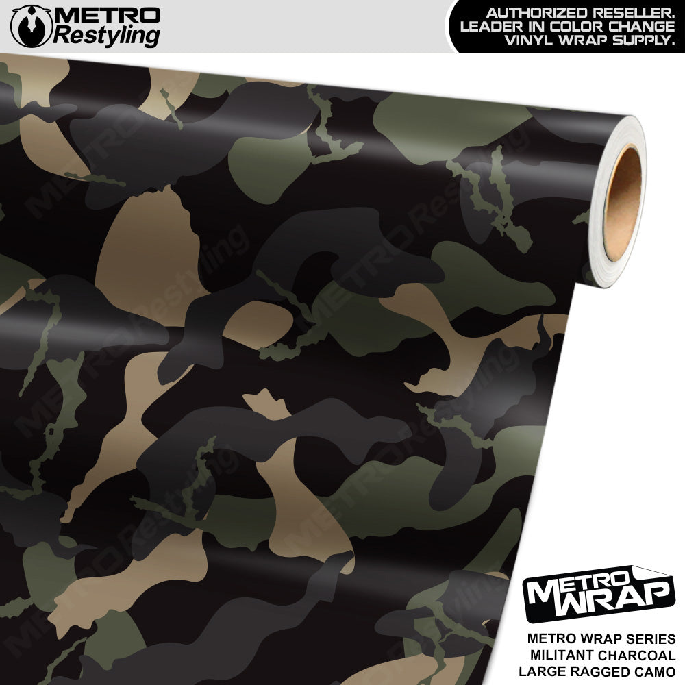 Metro Wrap Large Ragged Militant Charcoal Camouflage Vinyl Film