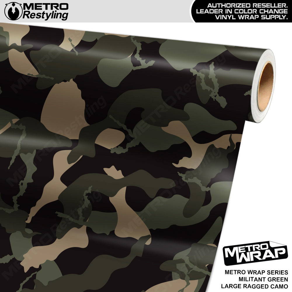 Metro Wrap Large Ragged Militant Green Camouflage Vinyl Film