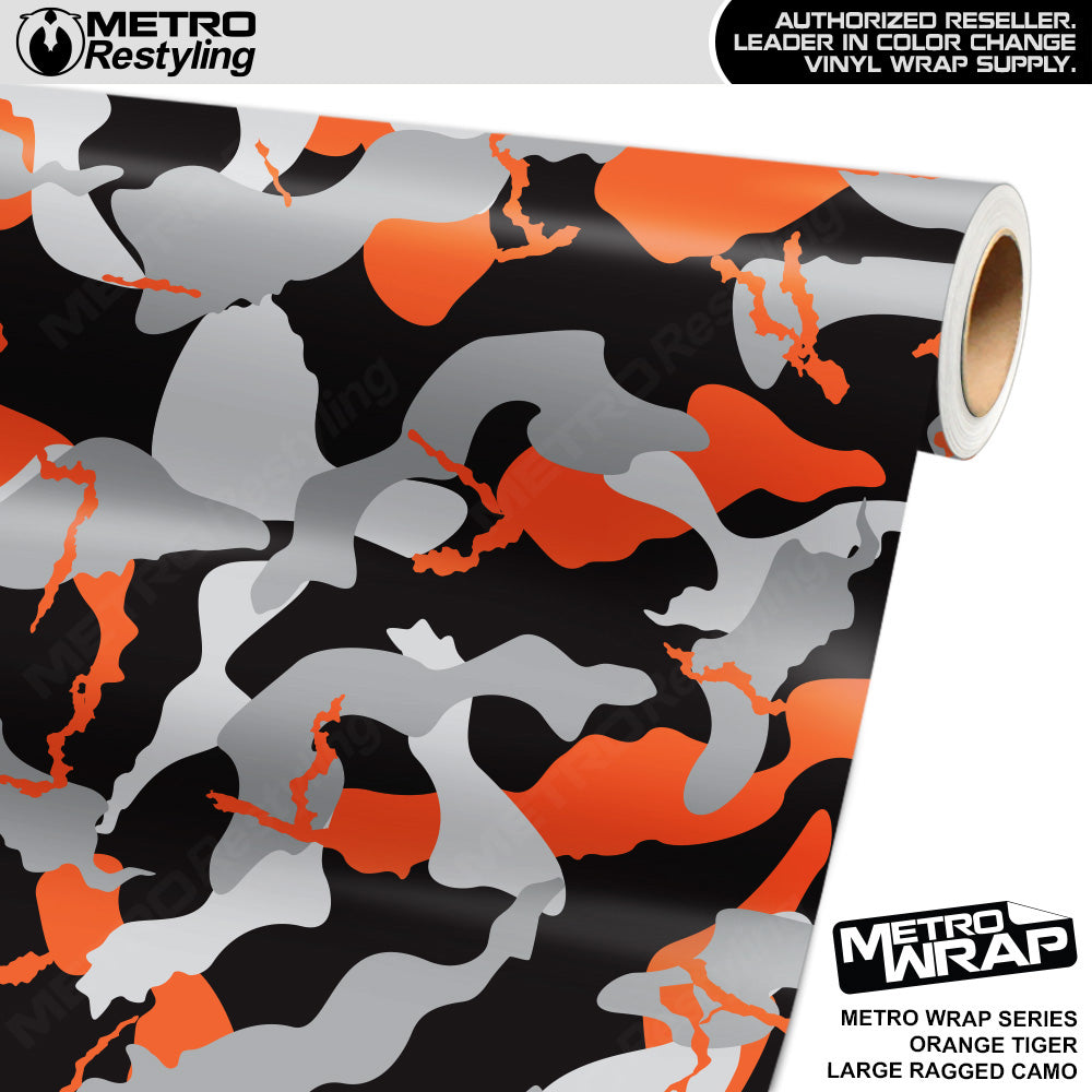 Metro Wrap Large Ragged Orange Tiger Camouflage Vinyl Film