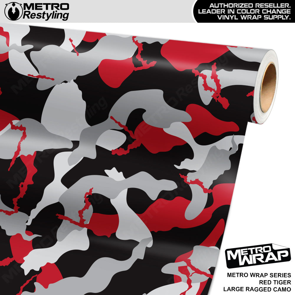 Metro Wrap Large Ragged Red Tiger Camouflage Vinyl Film