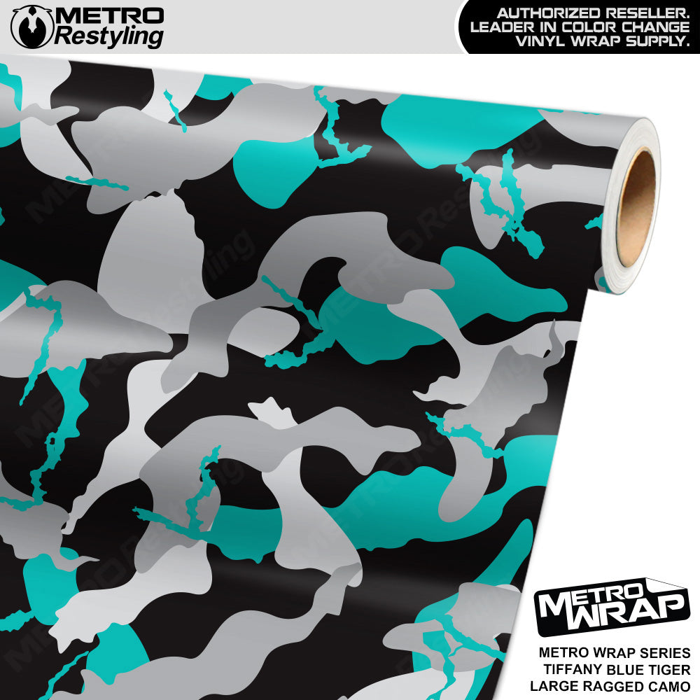 Metro Wrap Large Ragged Tiffany Blue Tiger Camouflage Vinyl Film