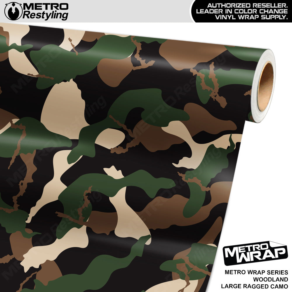Metro Wrap Large Ragged Woodland Camouflage Vinyl Film