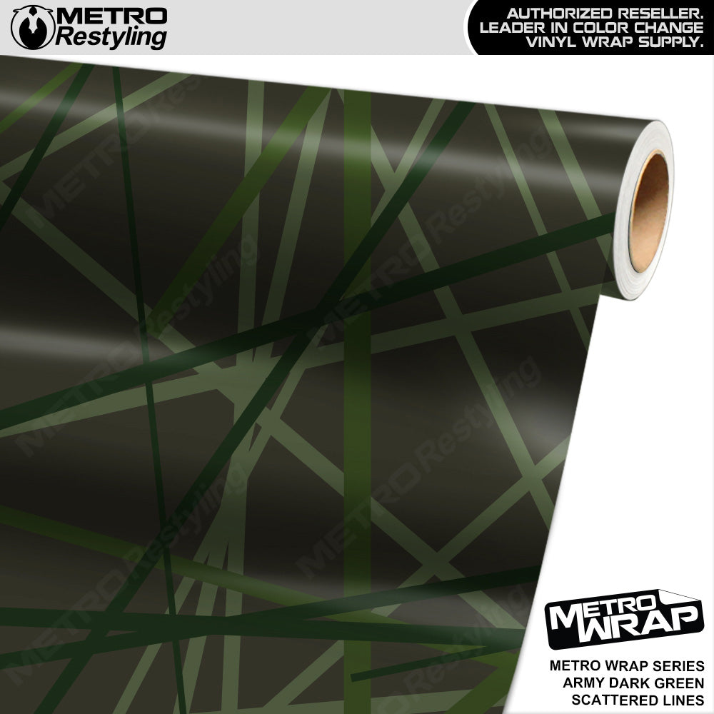 Metro Wrap Scattered Lines Army Dark Green Vinyl Film