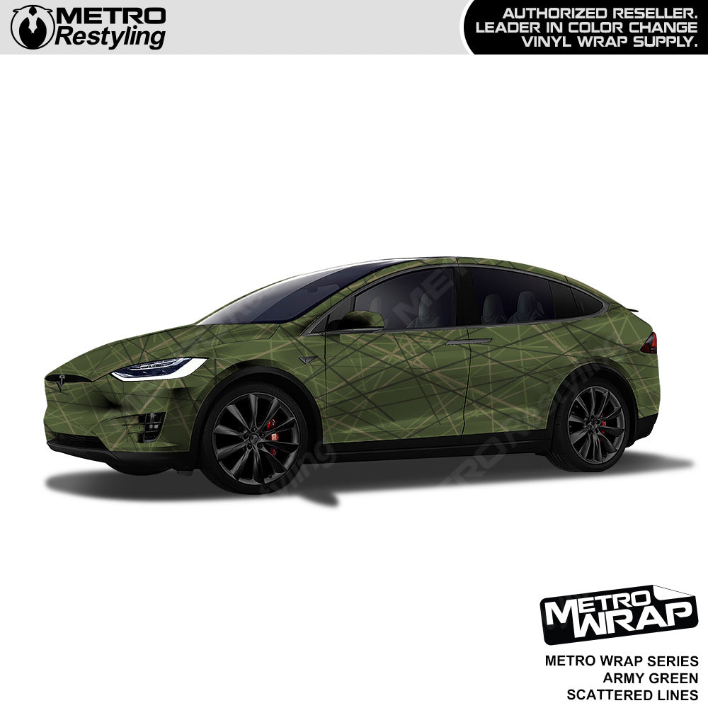 Metro Wrap Scattered Lines Army Green Vinyl Film