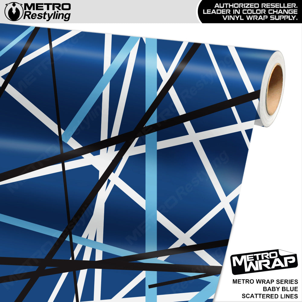 Metro Wrap Scattered Lines Baby Blue Vinyl Film