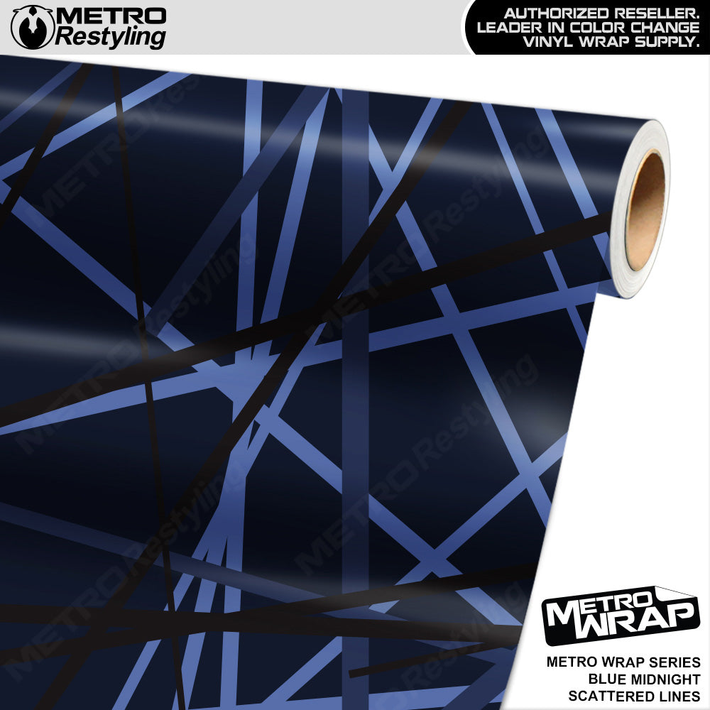Metro Wrap Scattered Lines Blue Midnight Vinyl Film