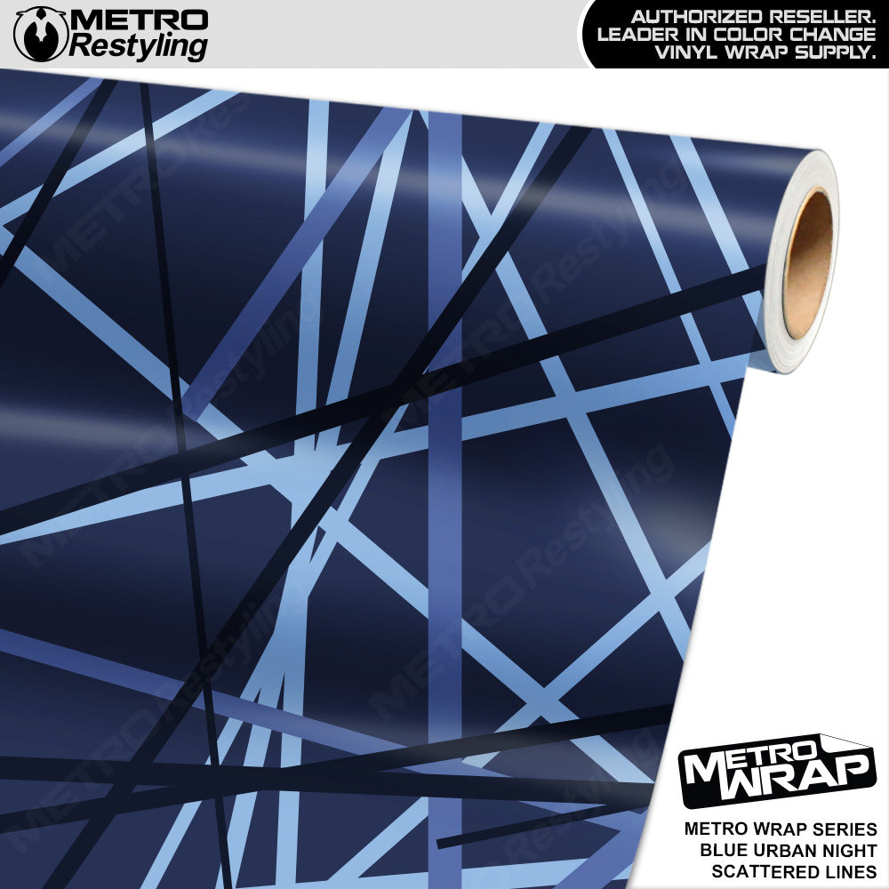 Metro Wrap Scattered Lines Blue Urban Night Vinyl Film