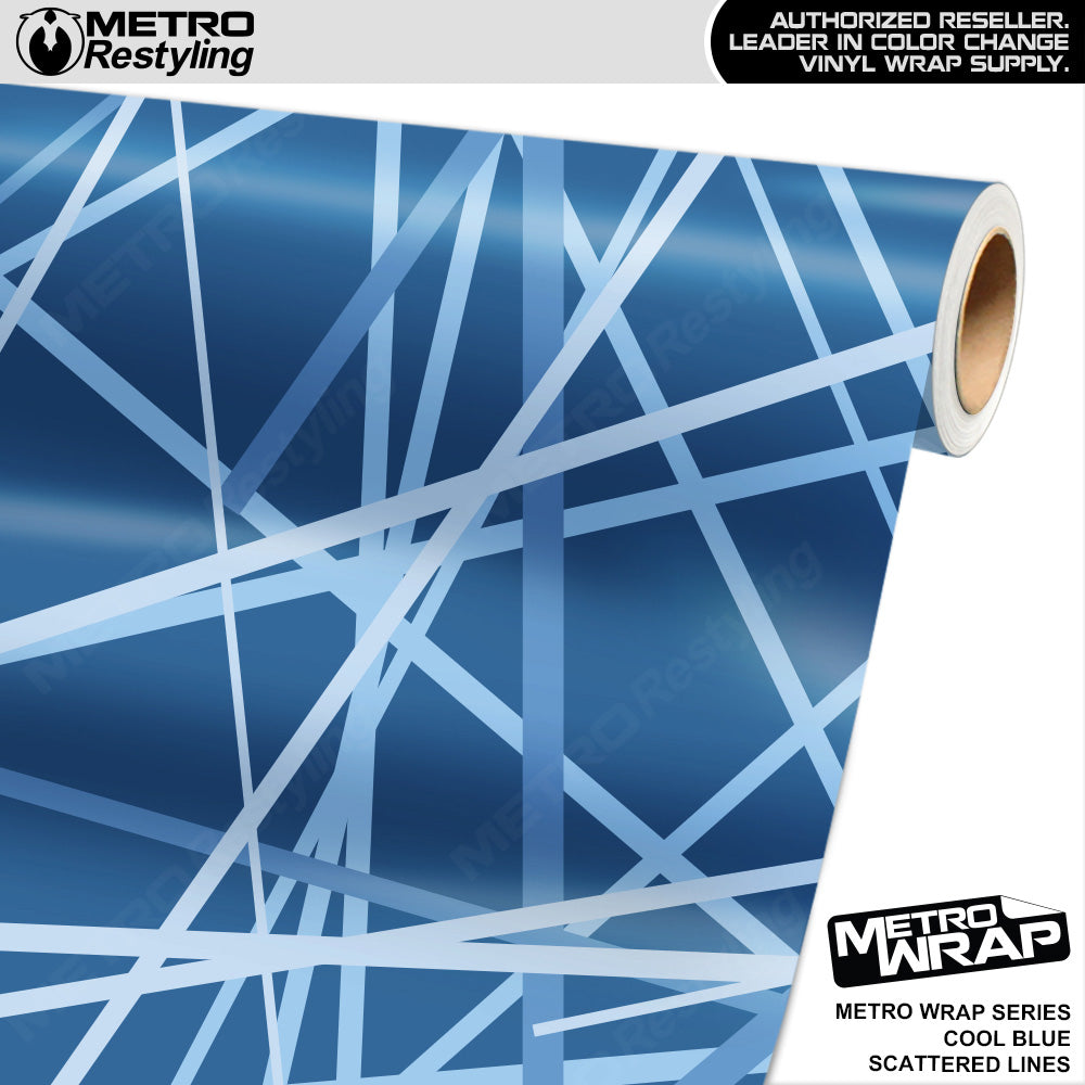 Metro Wrap Scattered Lines Cool Blue Vinyl Film