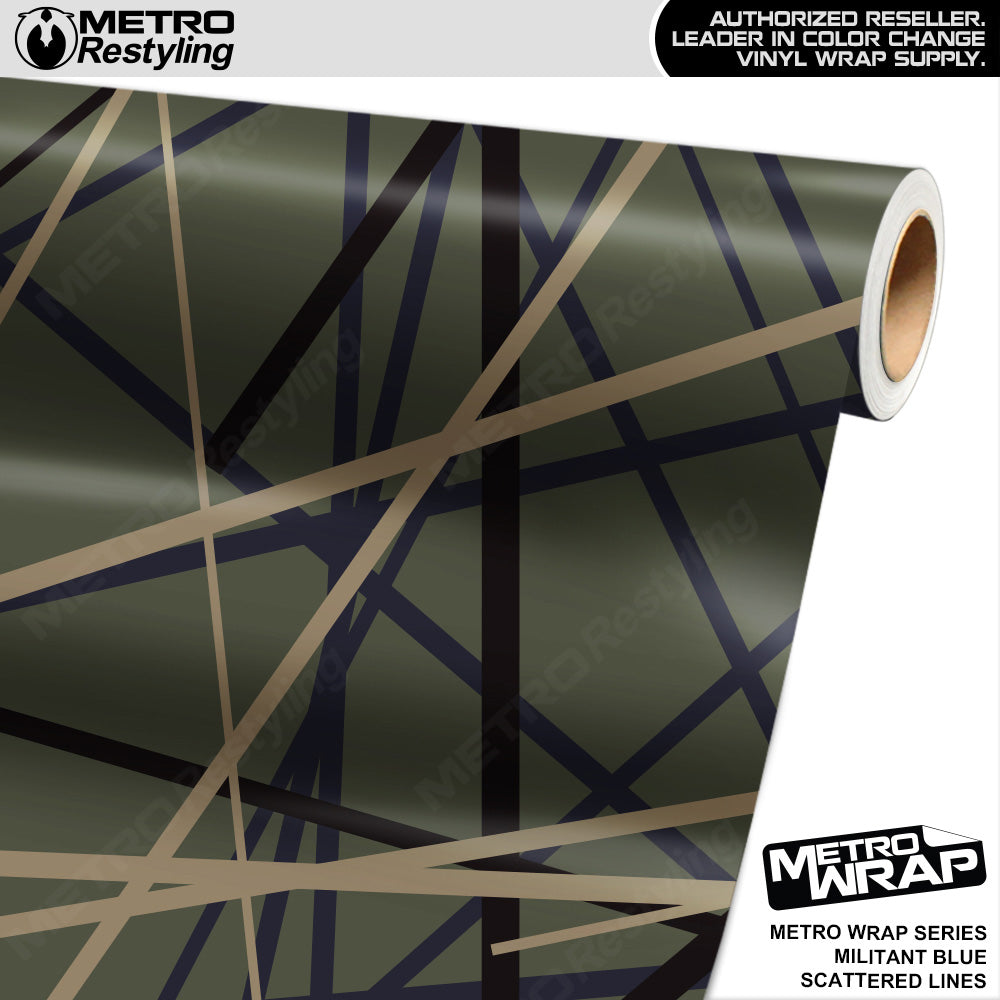 Metro Wrap Scattered Lines Militant Blue Vinyl Film