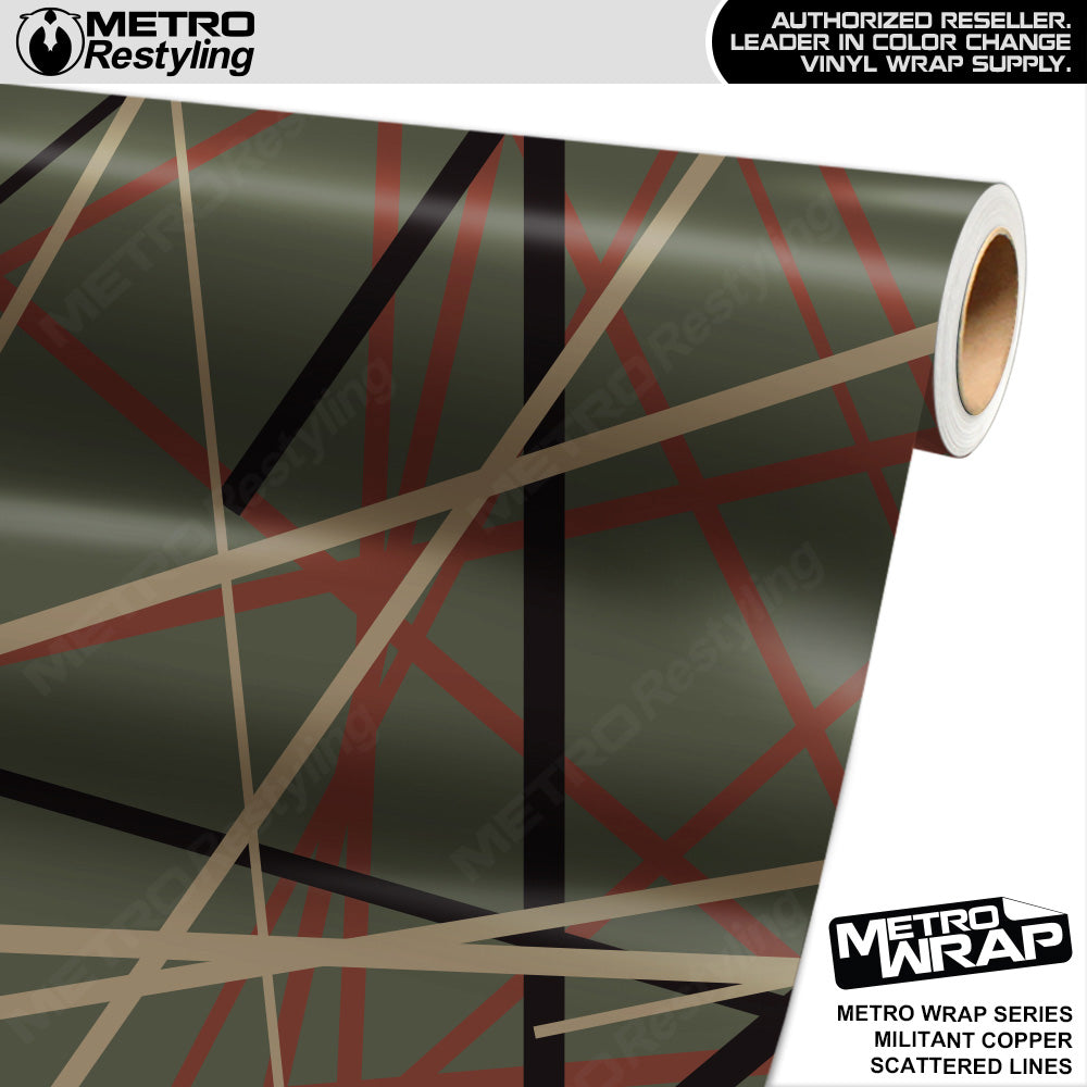 Metro Wrap Scattered Lines Militant Copper Vinyl Film
