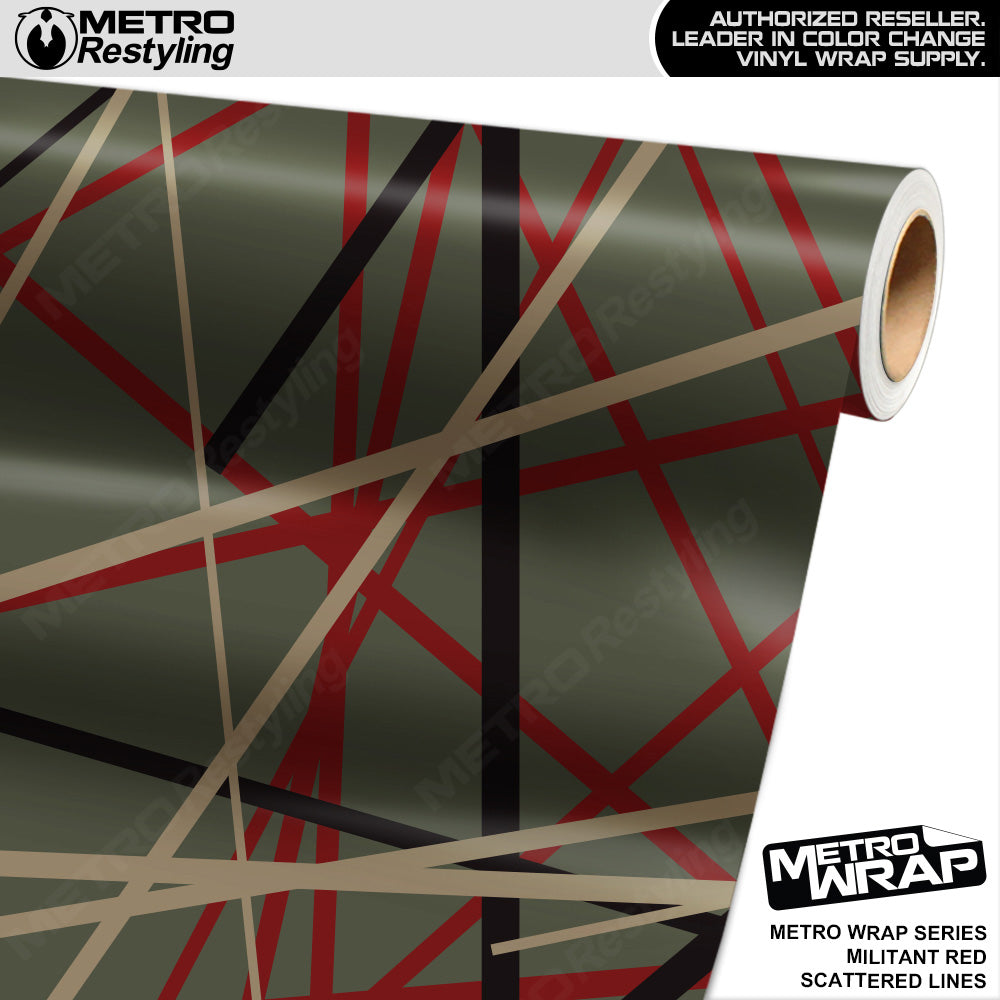 Metro Wrap Scattered Lines Militant Red Vinyl Film