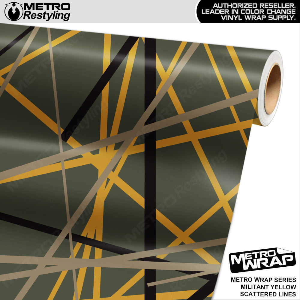 Metro Wrap Scattered Lines Militant Yellow Vinyl Film
