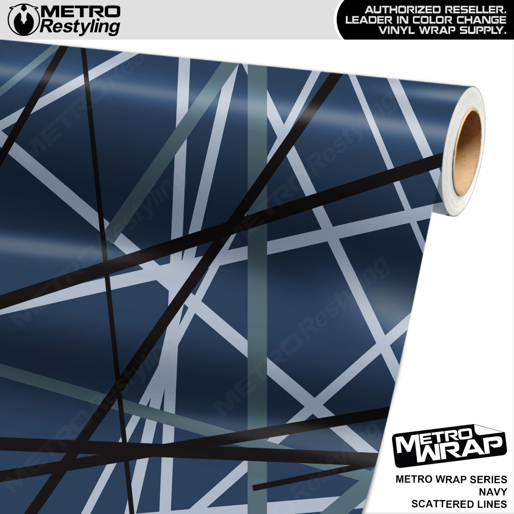 Metro Wrap Scattered Lines Navy Vinyl Film