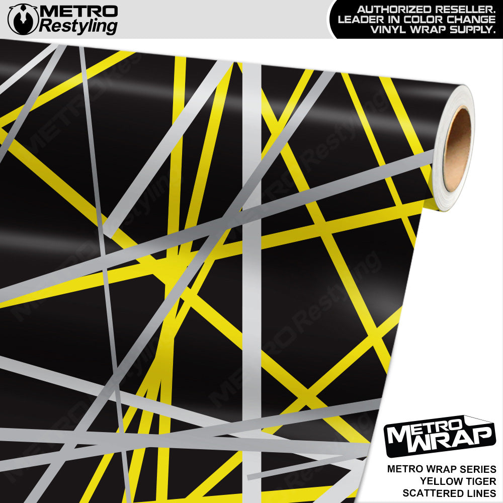Metro Wrap Scattered Lines Yellow Tiger Vinyl Film