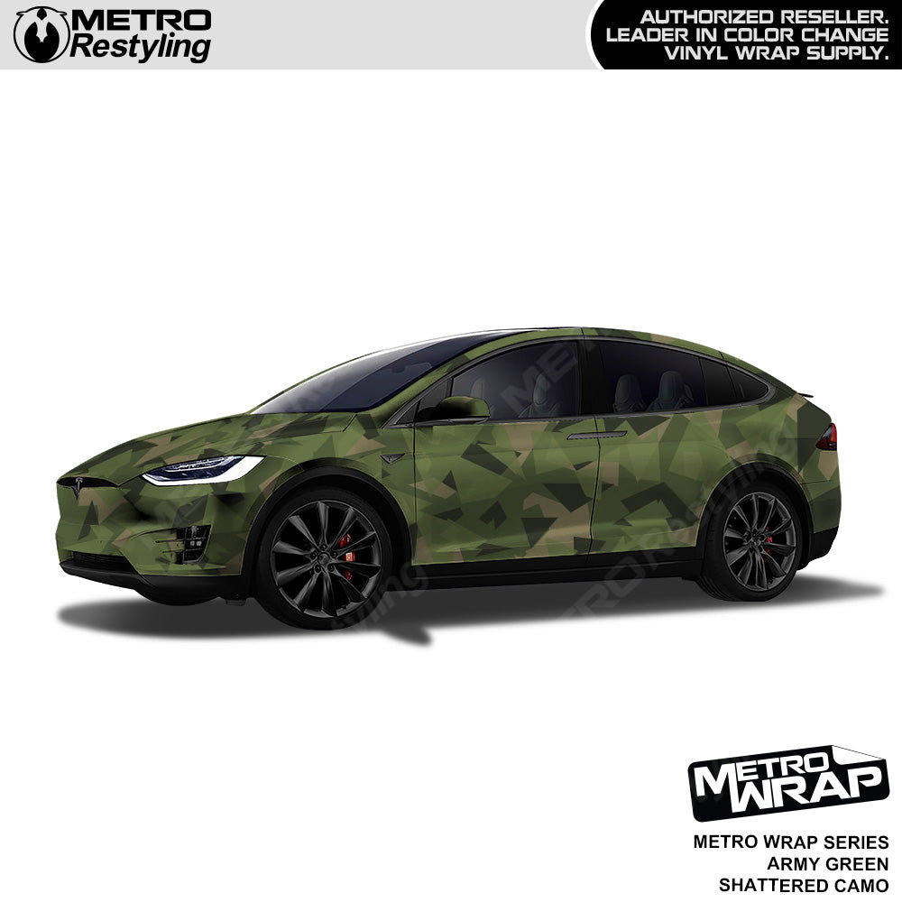 Metro Wrap Shattered Army Green Camouflage Vinyl Film