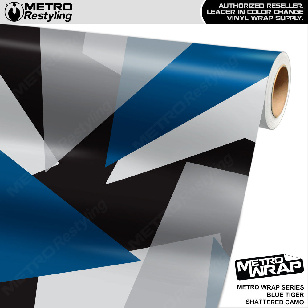 Metro Wrap Shattered Blue Tiger Camouflage Vinyl Film