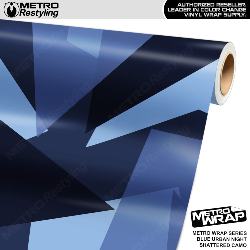 Metro Wrap Shattered Blue Urban Night Camouflage Vinyl Film