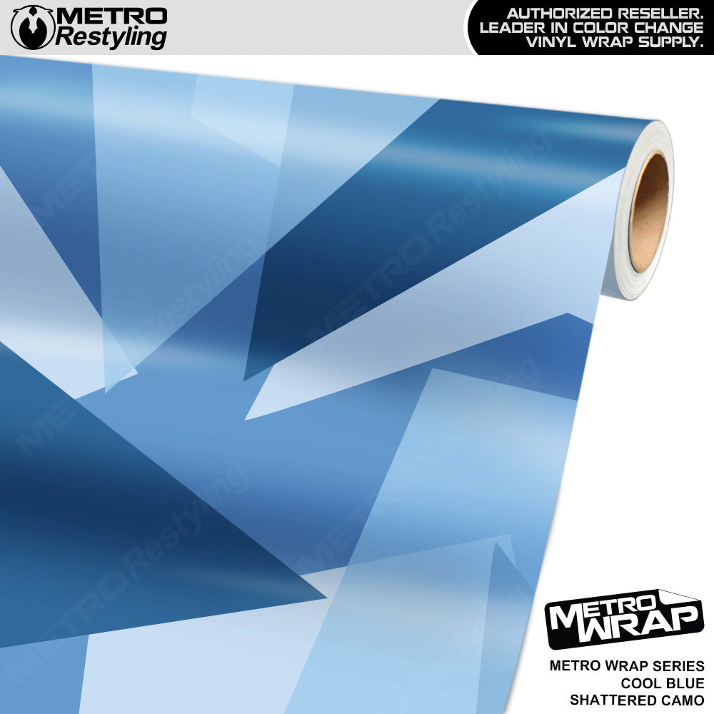 Metro Wrap Shattered Cool Blue Camouflage Vinyl Film