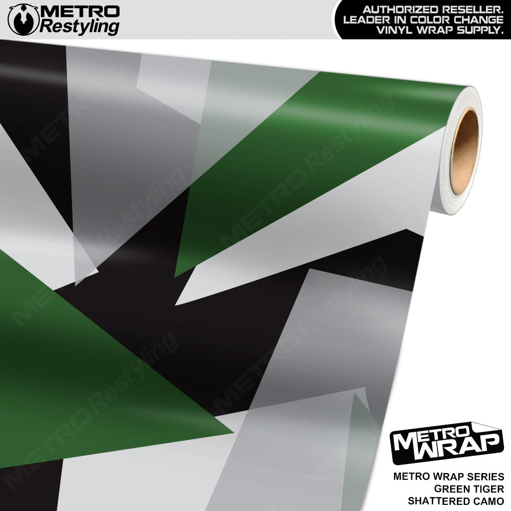 Metro Wrap Shattered Green Tiger Camouflage Vinyl Film