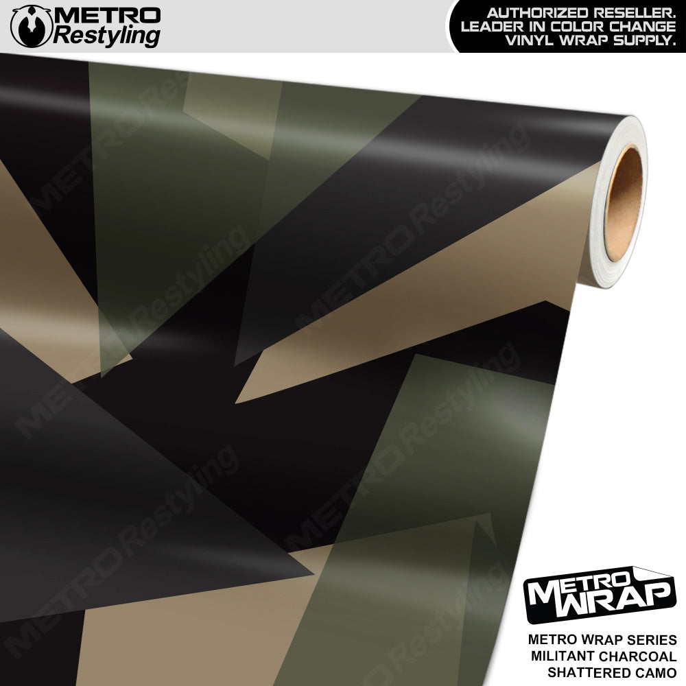 Metro Wrap Shattered Militant Charcoal Camouflage Vinyl Film