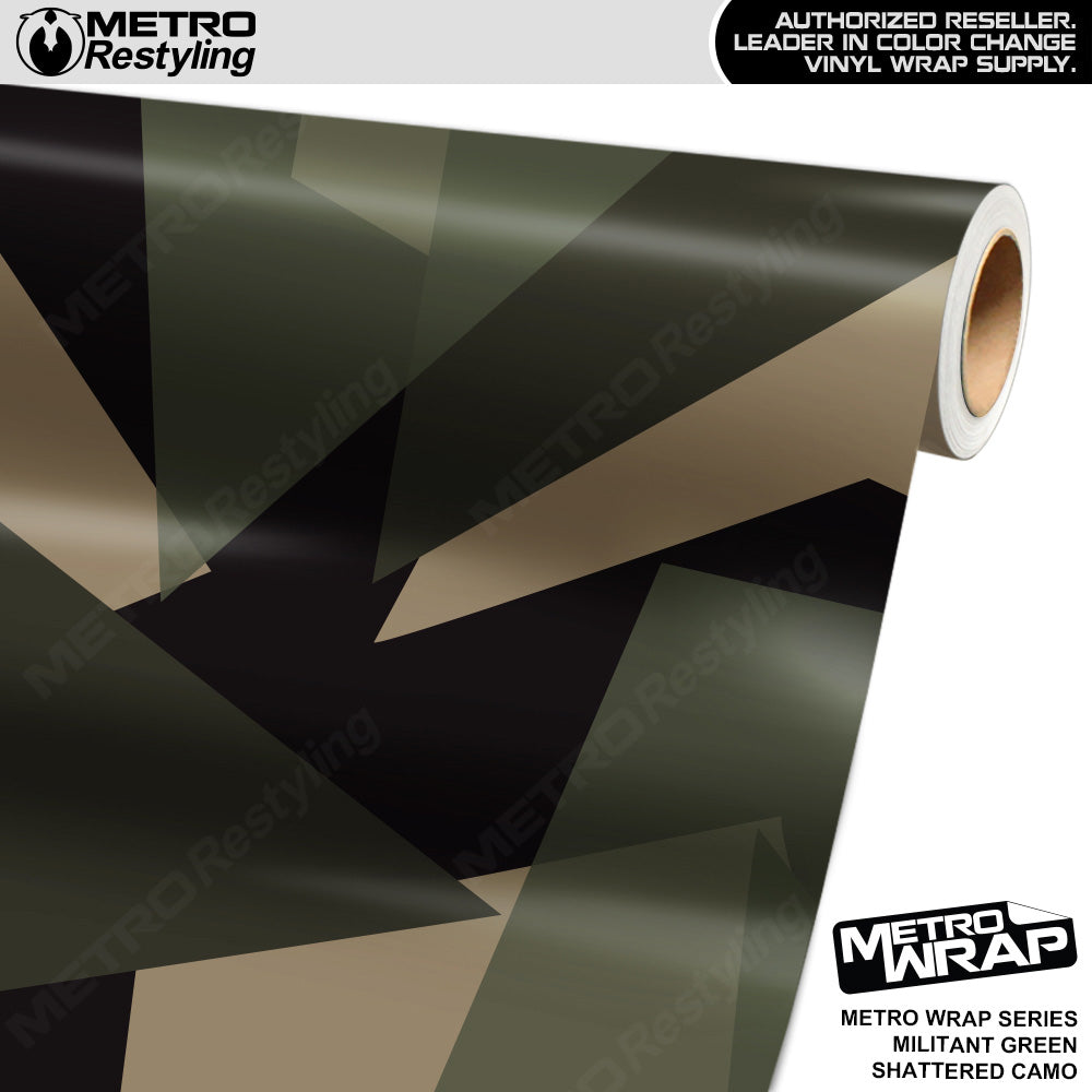 Metro Wrap Shattered Militant Green Camouflage Vinyl Film