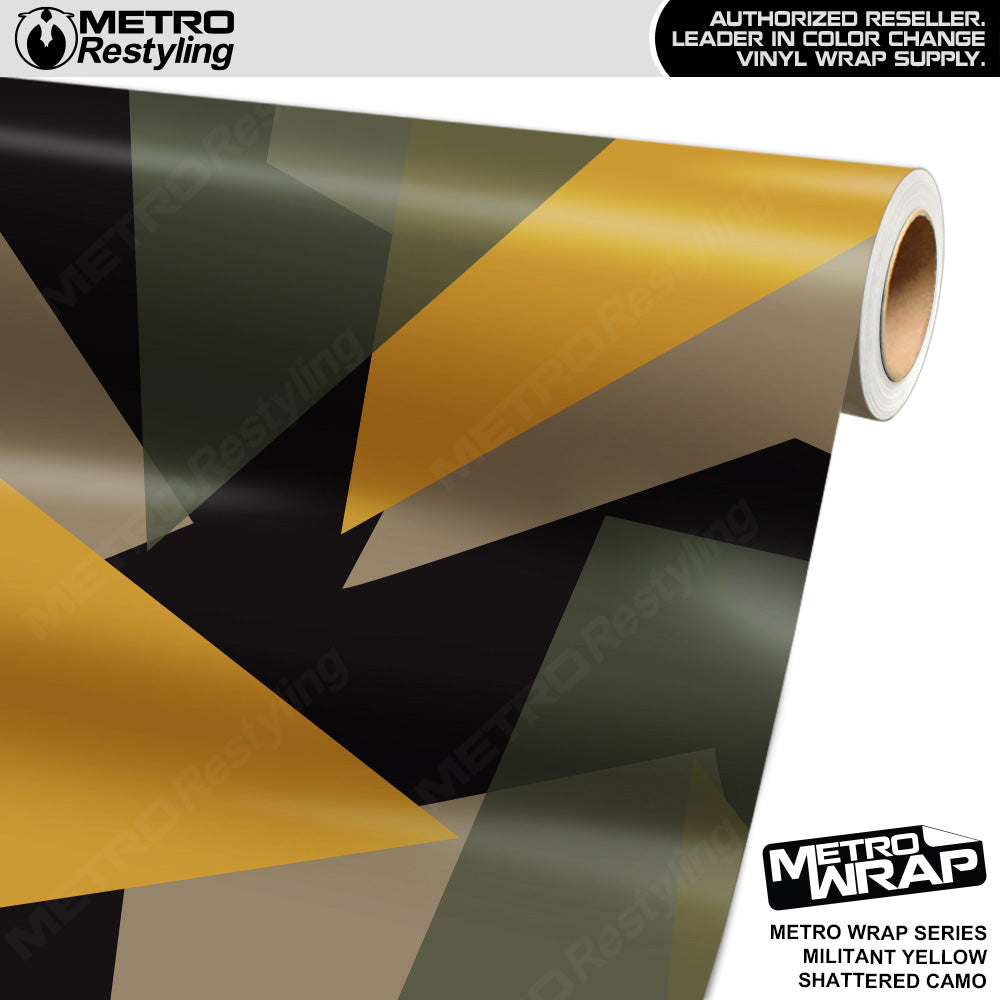 Metro Wrap Shattered Militant Yellow Camouflage Vinyl Film